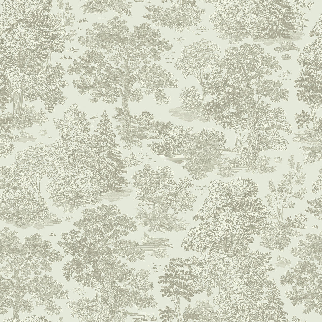 VEELIKE Vintage Chinoiserie Forest Beige Toile Wallpaper