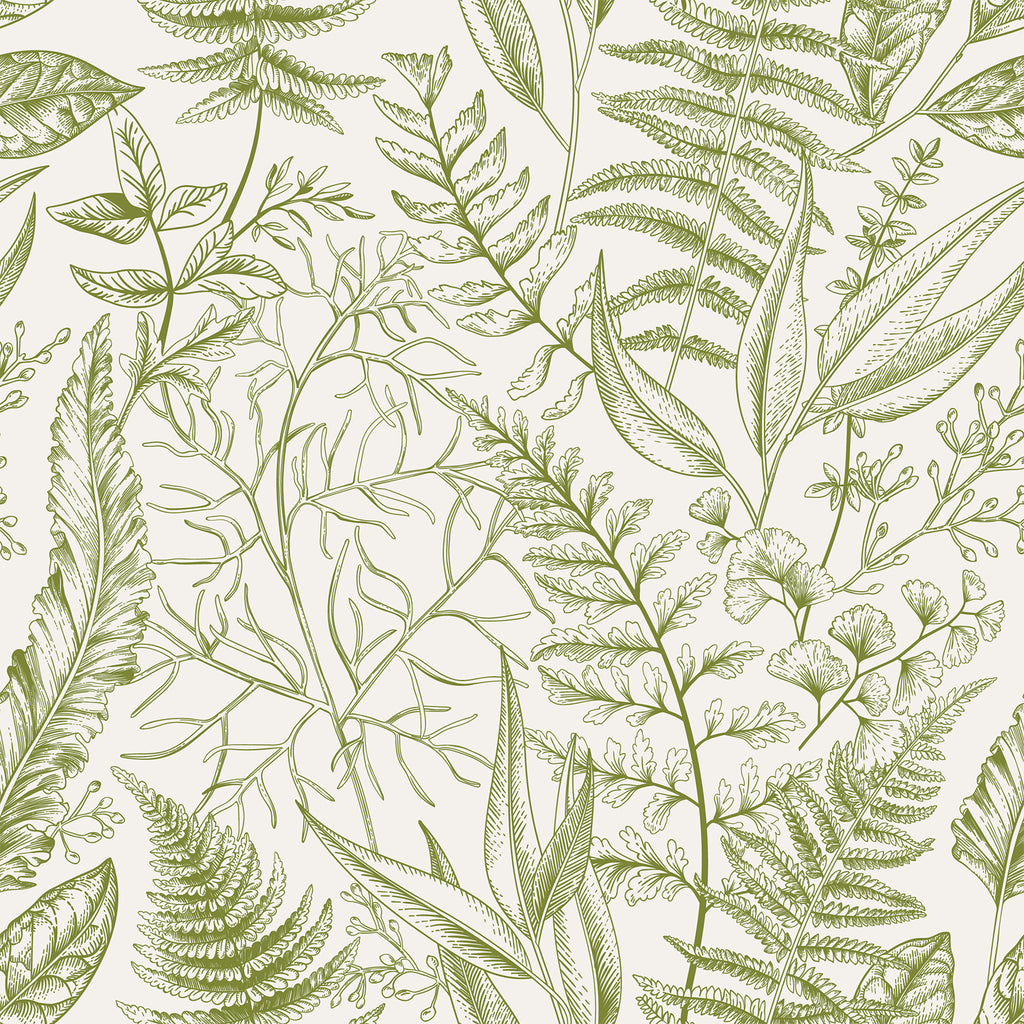 VEELIKE Green Fern Botanical Wallpaper