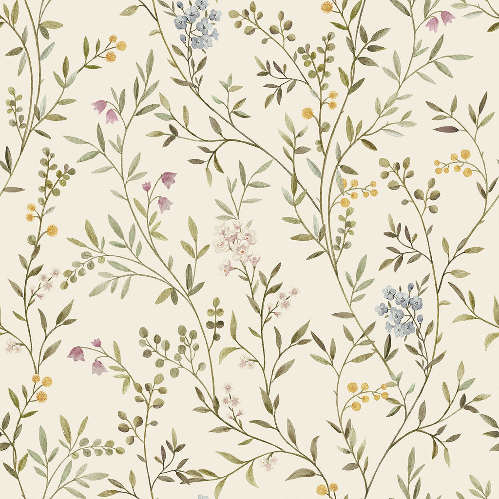 VEELIKE Vintage Delicate Sprigs Flower Wallpaper