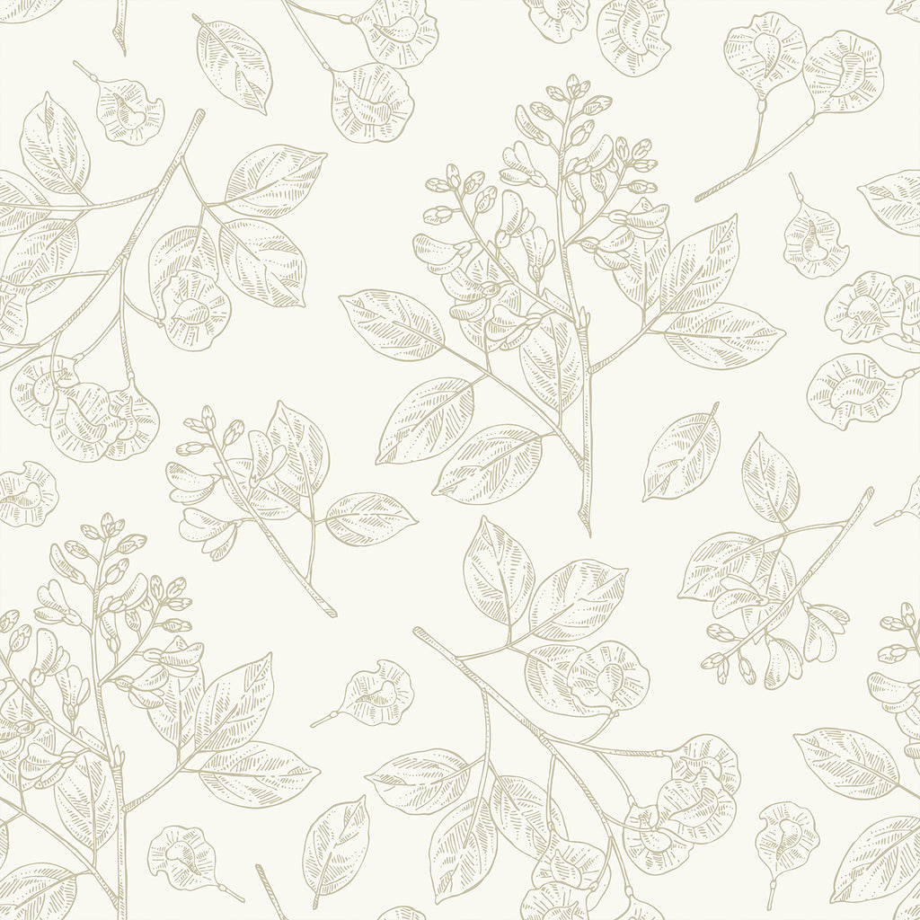 VEELIKE Neutral Beige Leaf Wallpaper