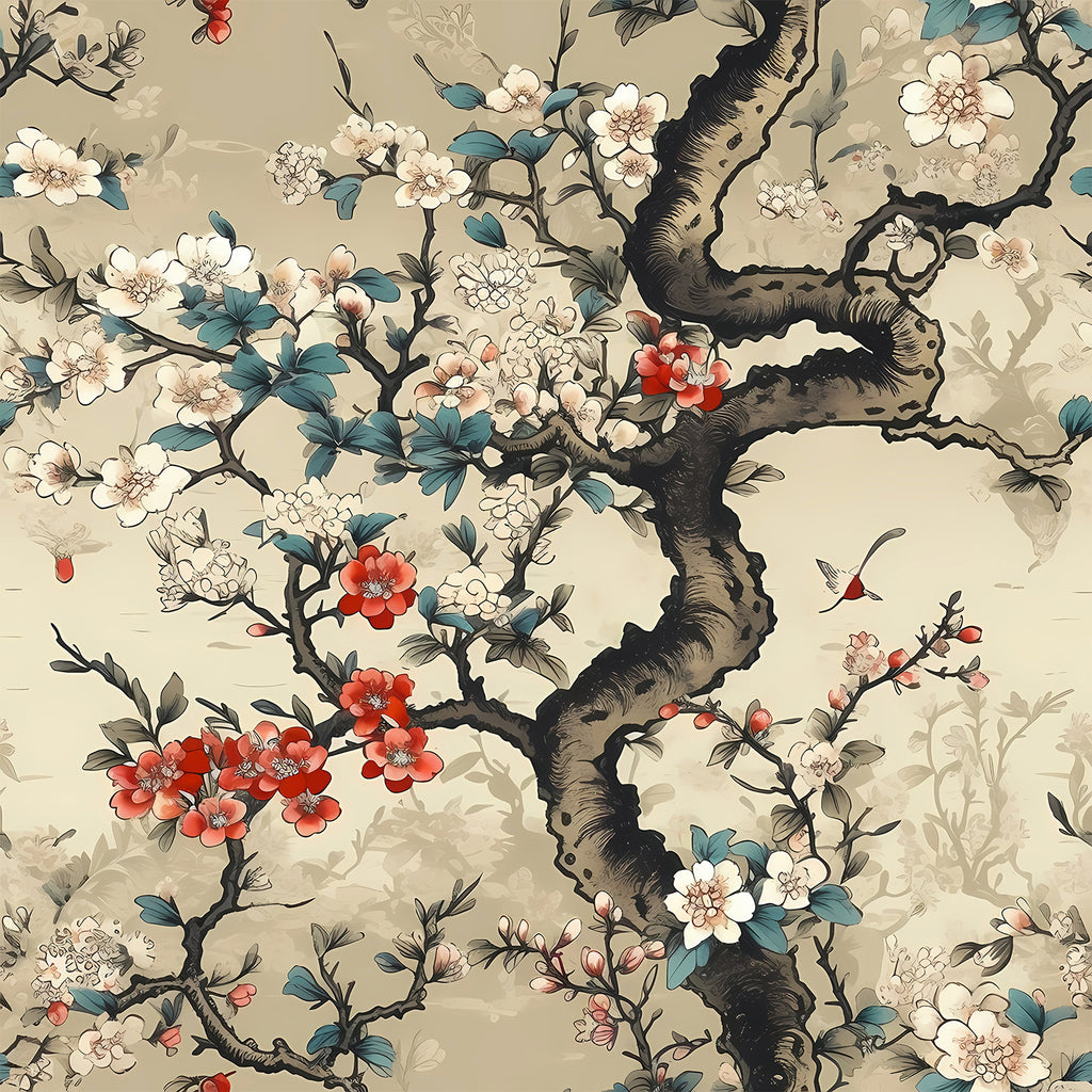 VEELIKE Oriental Japanese Cherry Blossom Floral Wallpaper