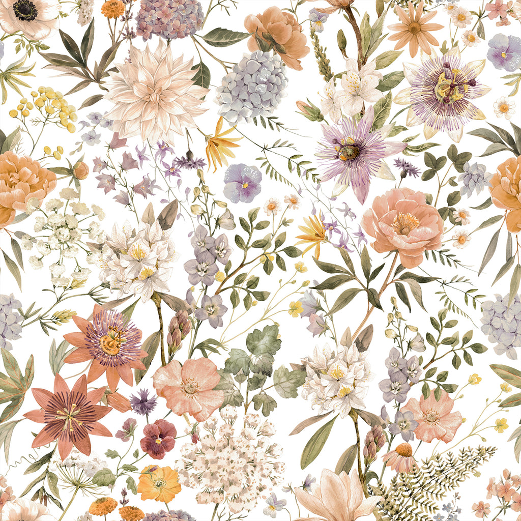 VEELIKE Peach Pink Floral Peel and Stick Wallpaper
