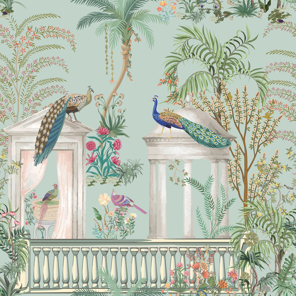 VEELIKE Vintage Chinoiserie Green Garden Tropical Wallpaper