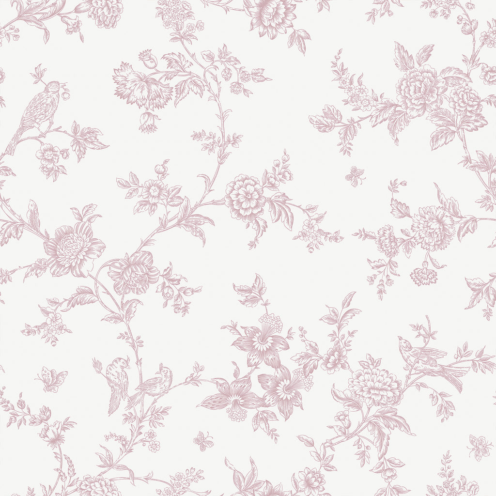 VEELIKE Pink Bird Trail Wallpaper