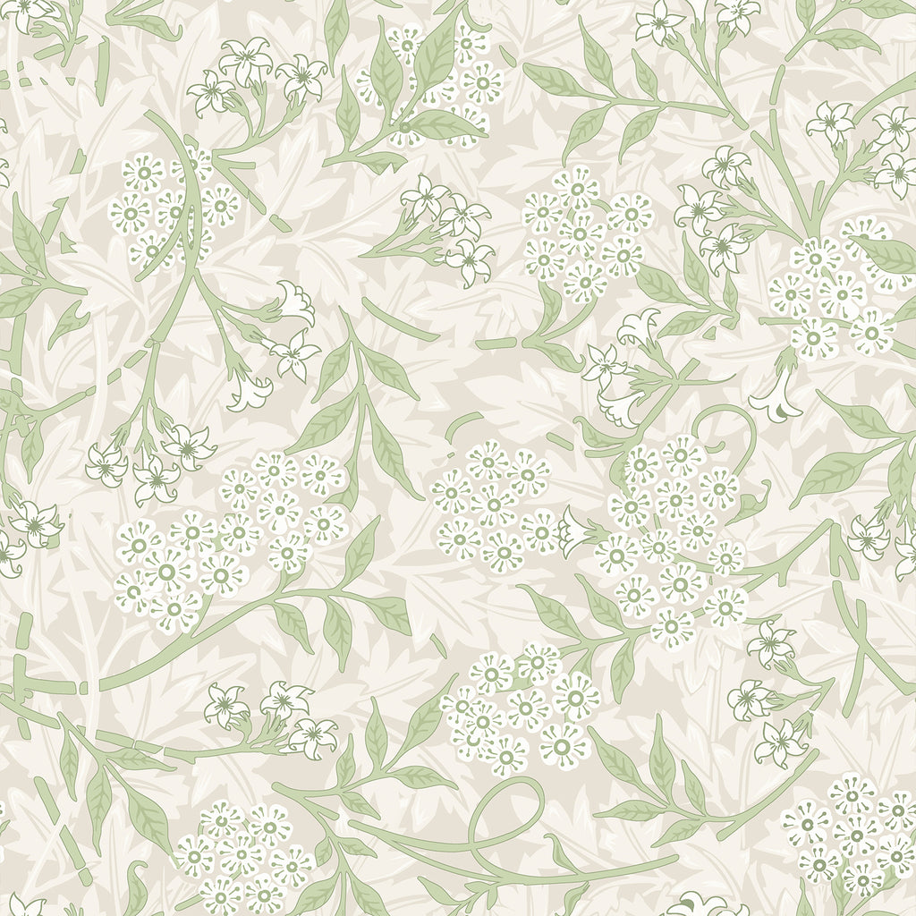 VEELIKE Beige Sage Cottage Jasmine Floral Wallpaper