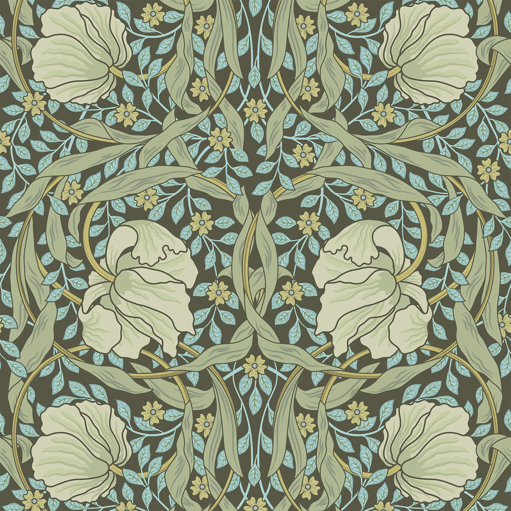 VEELIKE Dark Olive Pimpernell Floral Wallpaper