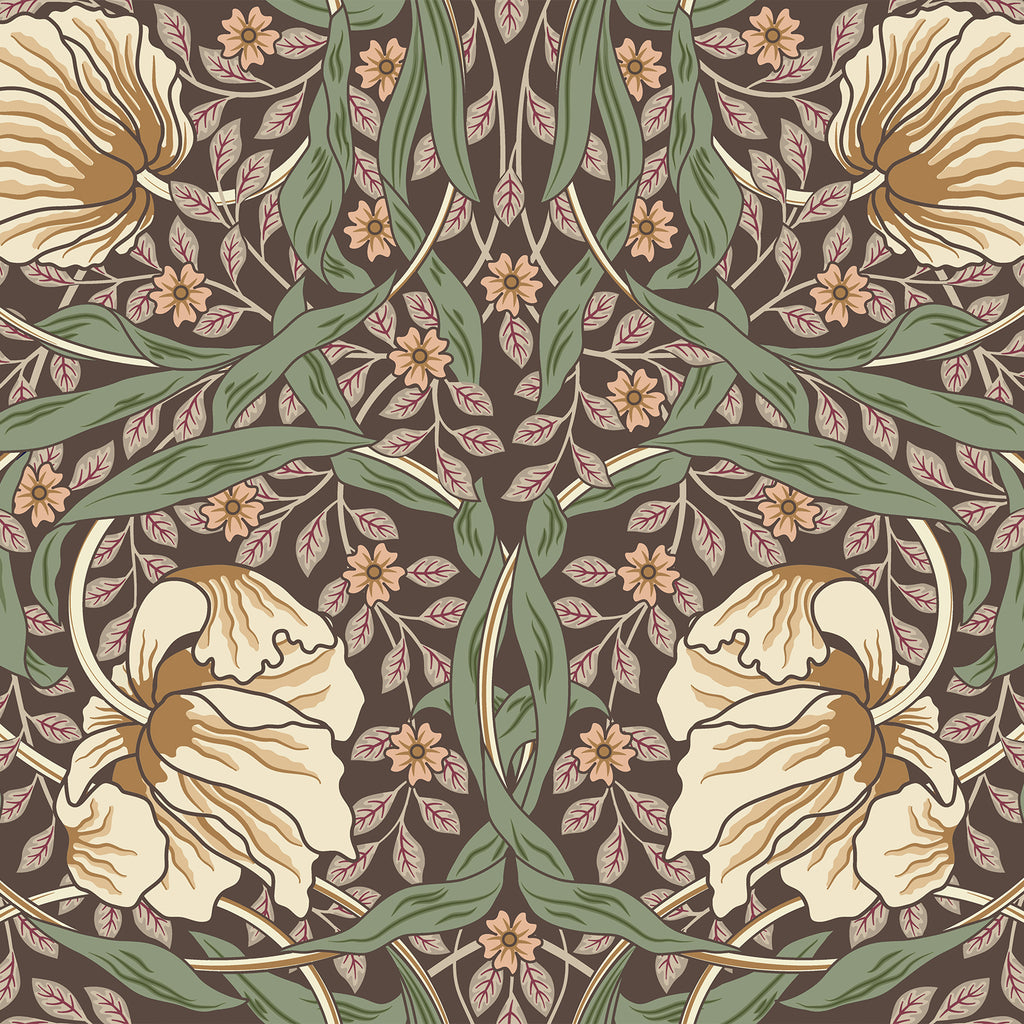 VEELIKE Moody Earth Pimpernel Floral Wallpaper