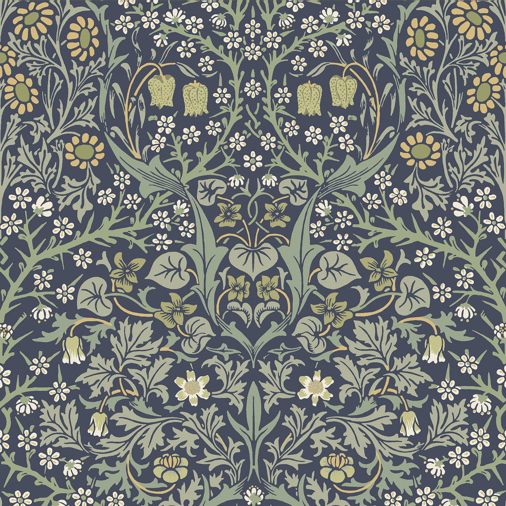 VEELIKE Navy Cottage Floral Wallpaper