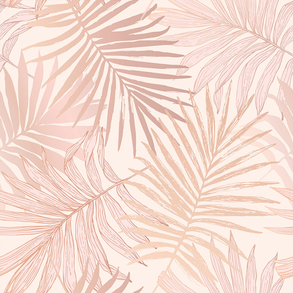 VEELIKE Pink Palm Leaf Peel and Stick Wallpaper
