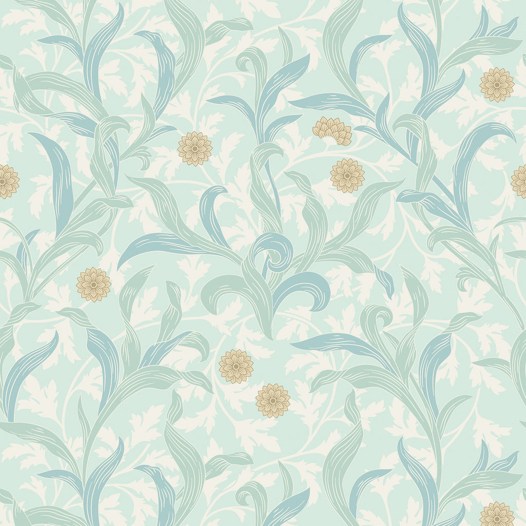 VEELIKE Soft Blue Floral Wallpaper