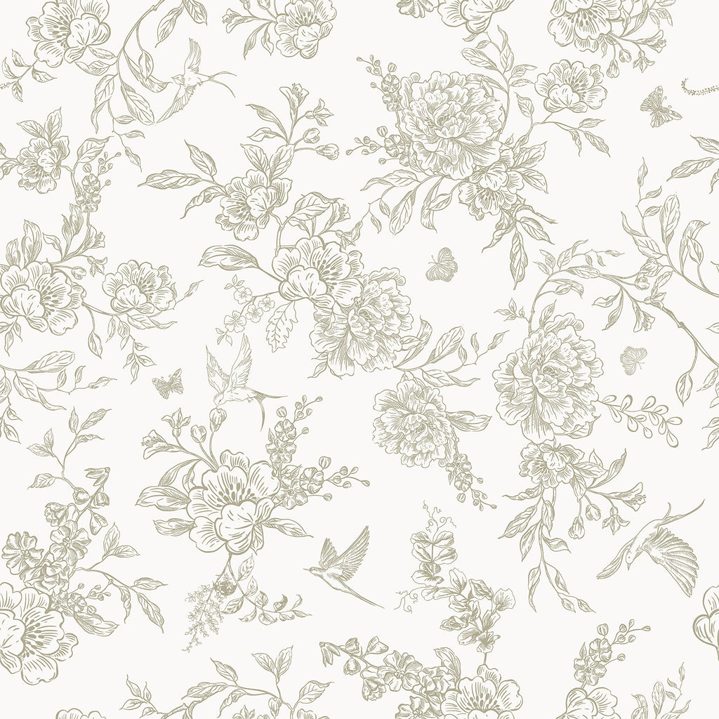 VEELIKE Vintage Neutral Beige Toile Wallpaper