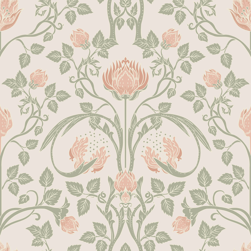 VEELIKE Pink Flower William Morris Wallpaper