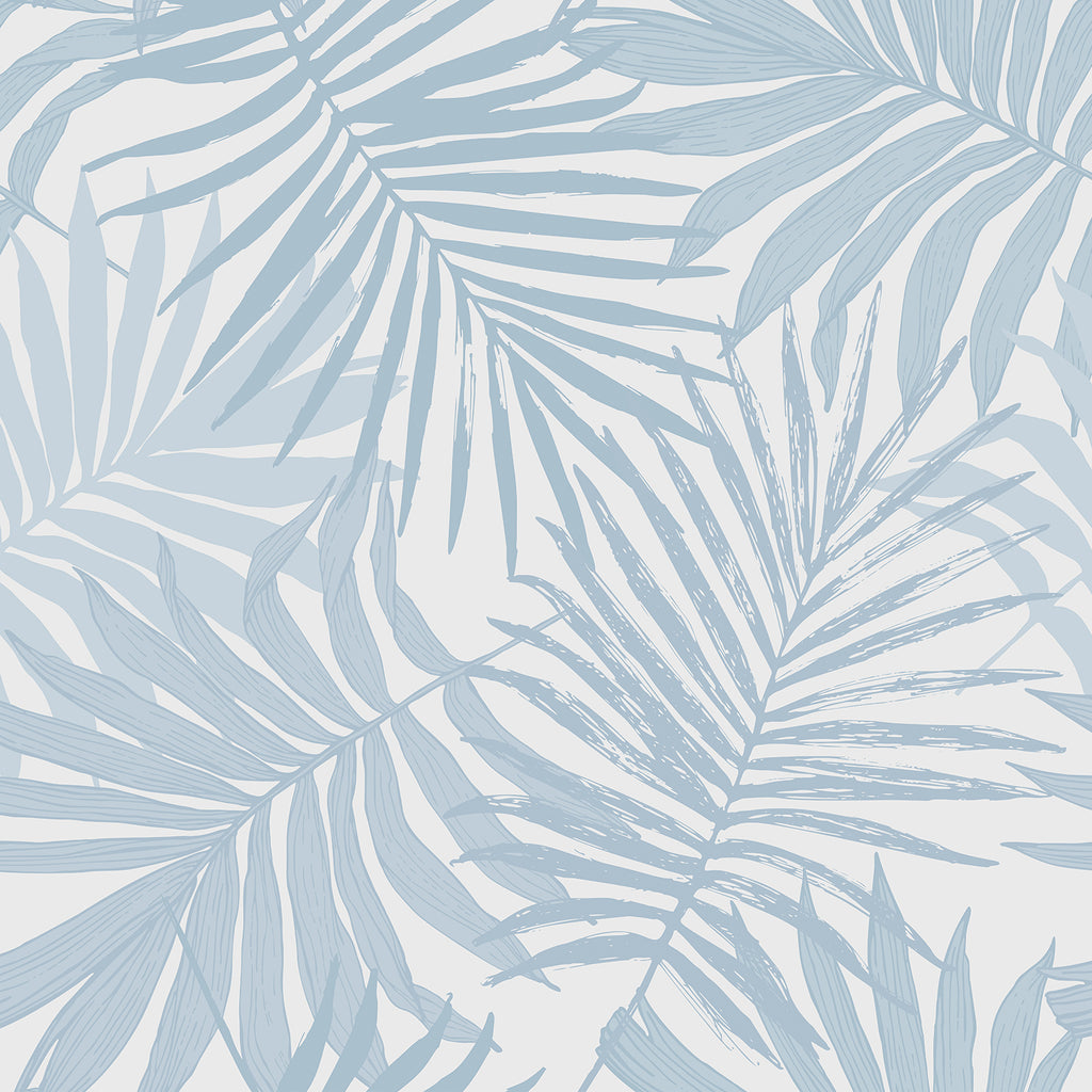 VEELIKE Boho Blue Palm Leaf Peel and Stick Wallpaper