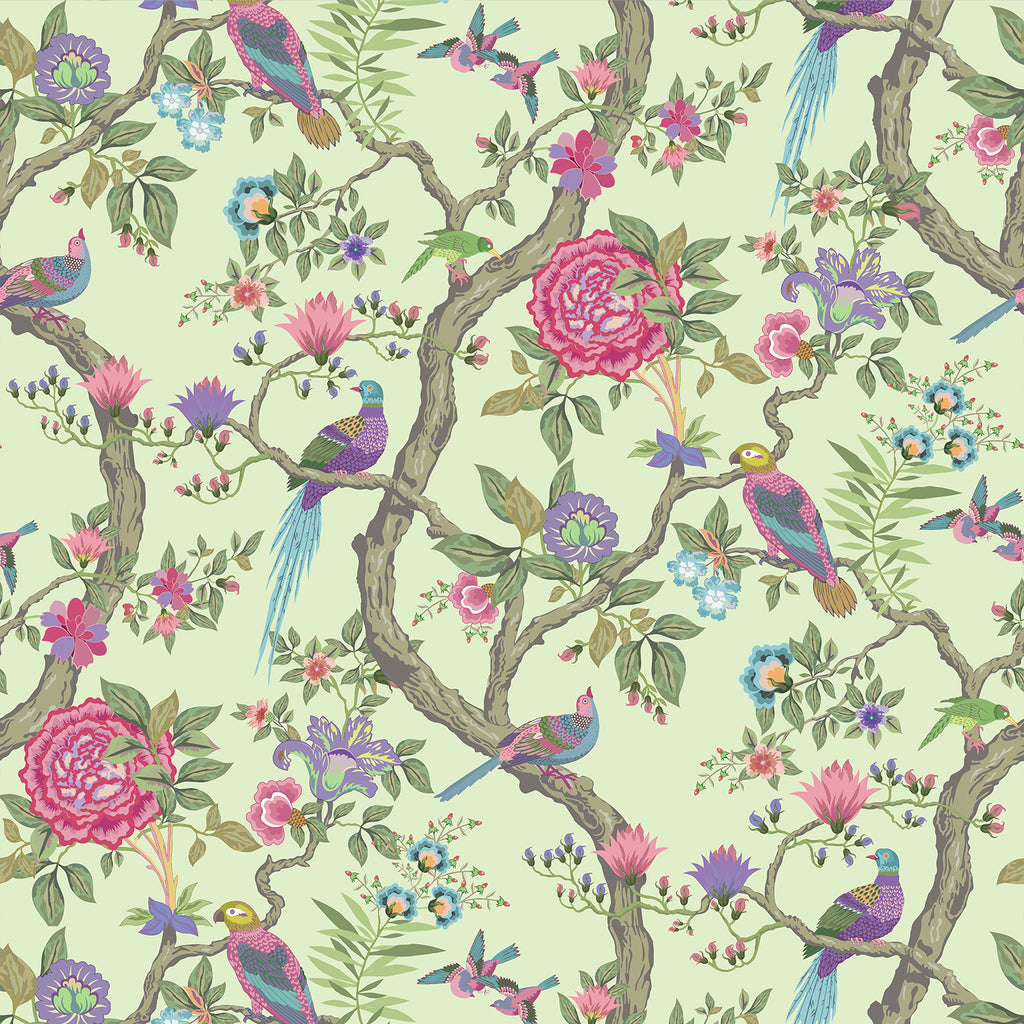 VEELIKE Vintage Green Bird Wallpaper