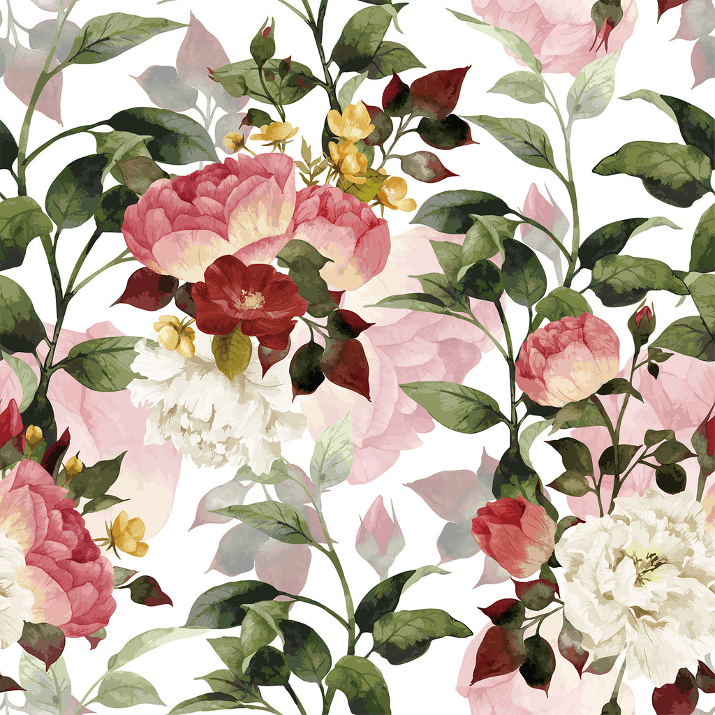 VEELIKE Watercolor Roses Floral Wallpaper