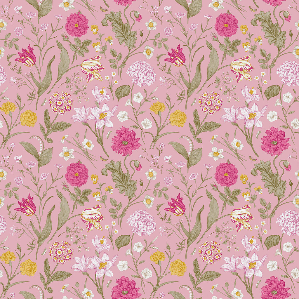 VEELIKE Pink Cottage Flower Peel and Stick Wallpaper