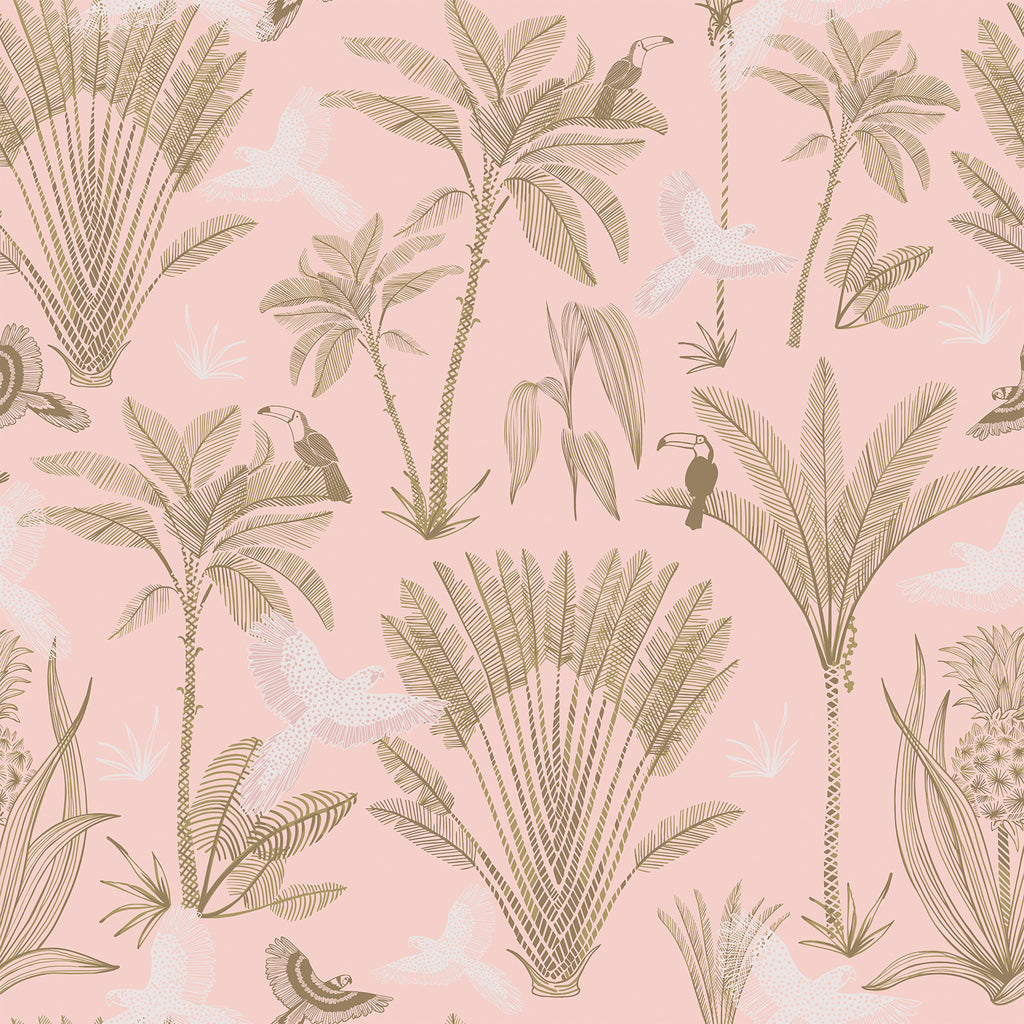 VEELIKE Pink Tropical Wallpaper Peel and Stick