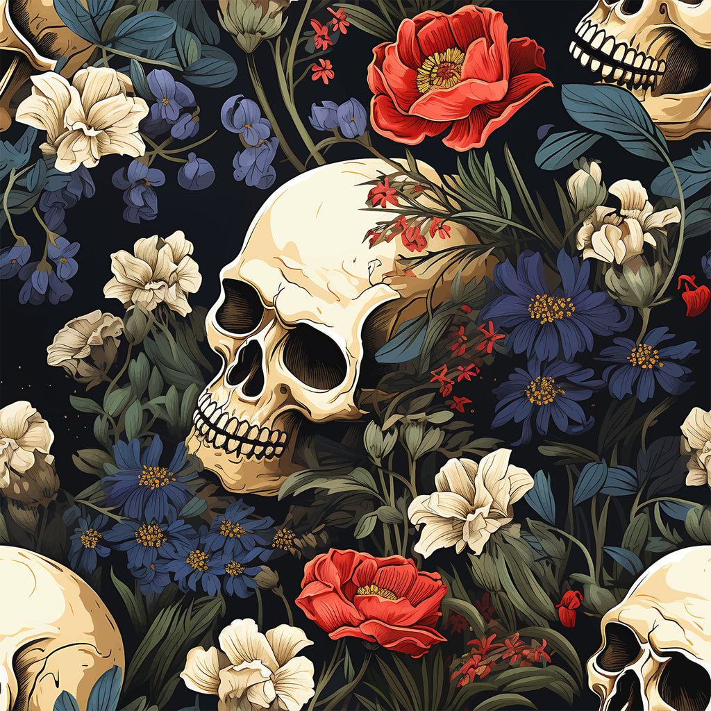 VEELIKE Witchy Skull Gothic Floral Wallpaper