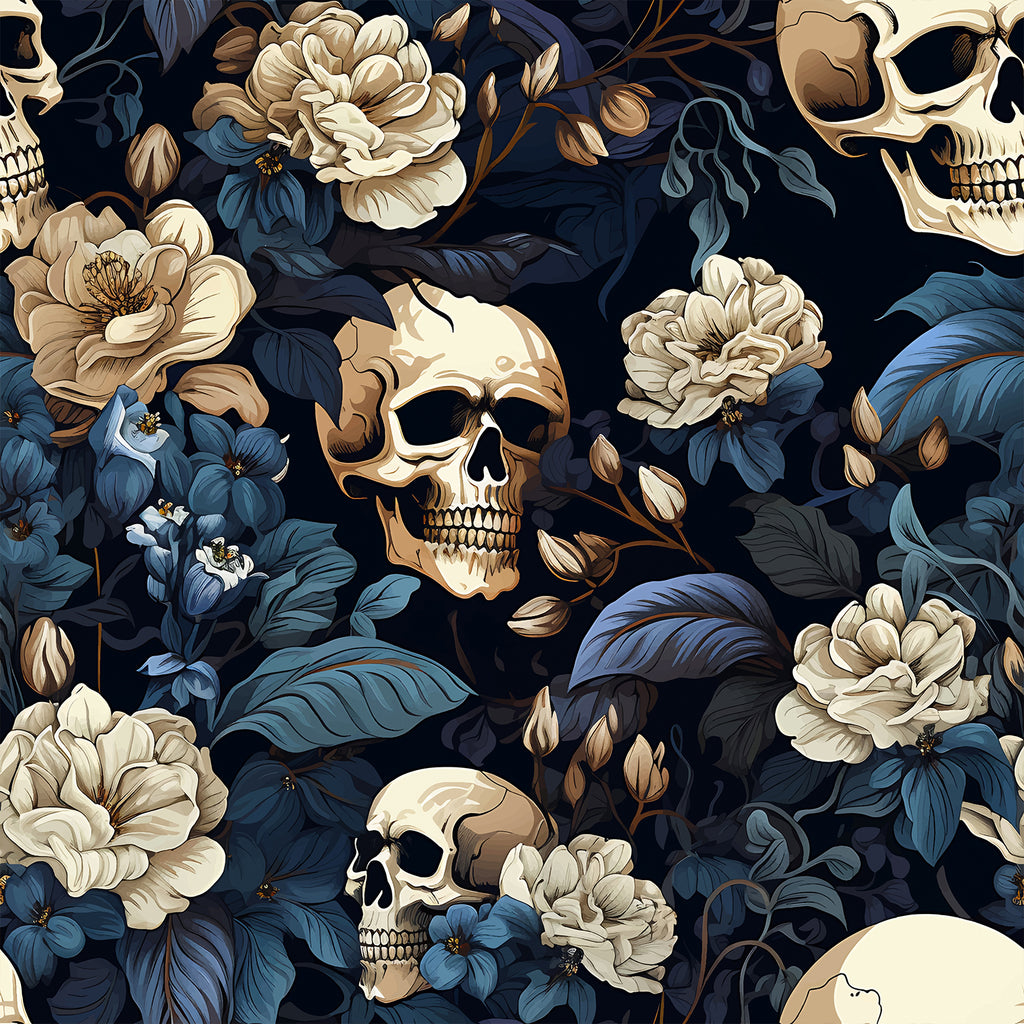 VEELIKE Modern Blue Gothic Skull Wallpaper