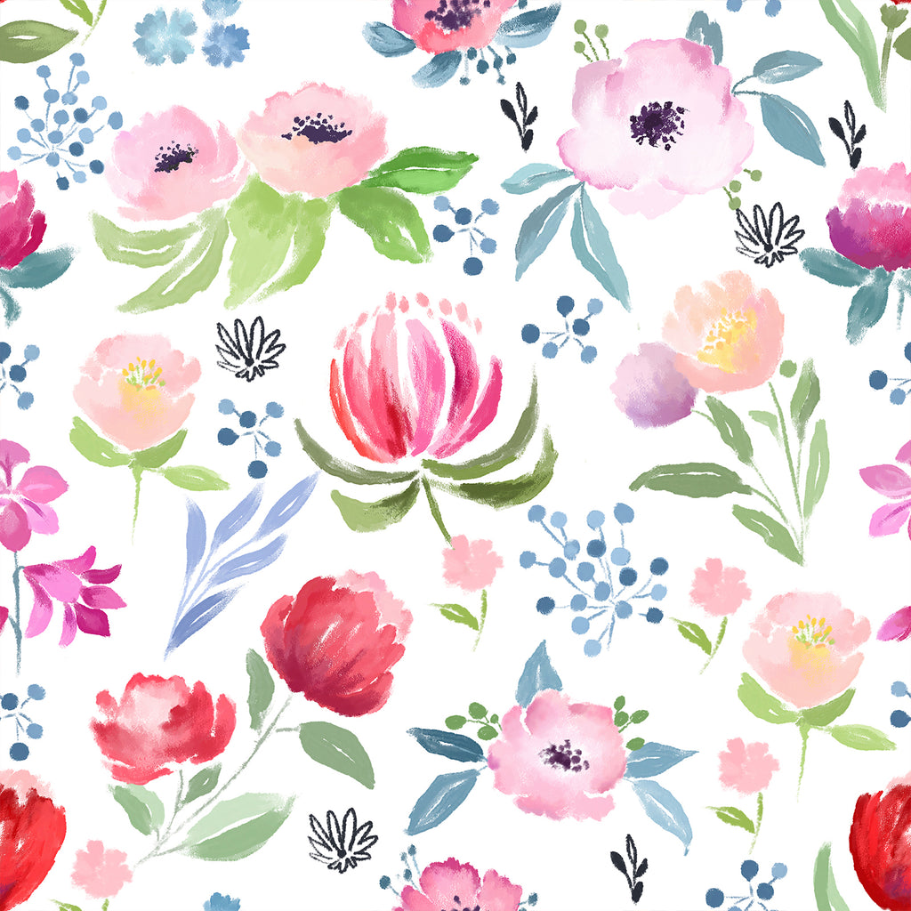 VEELIKE Watercolor Pink Floral Wallpaper