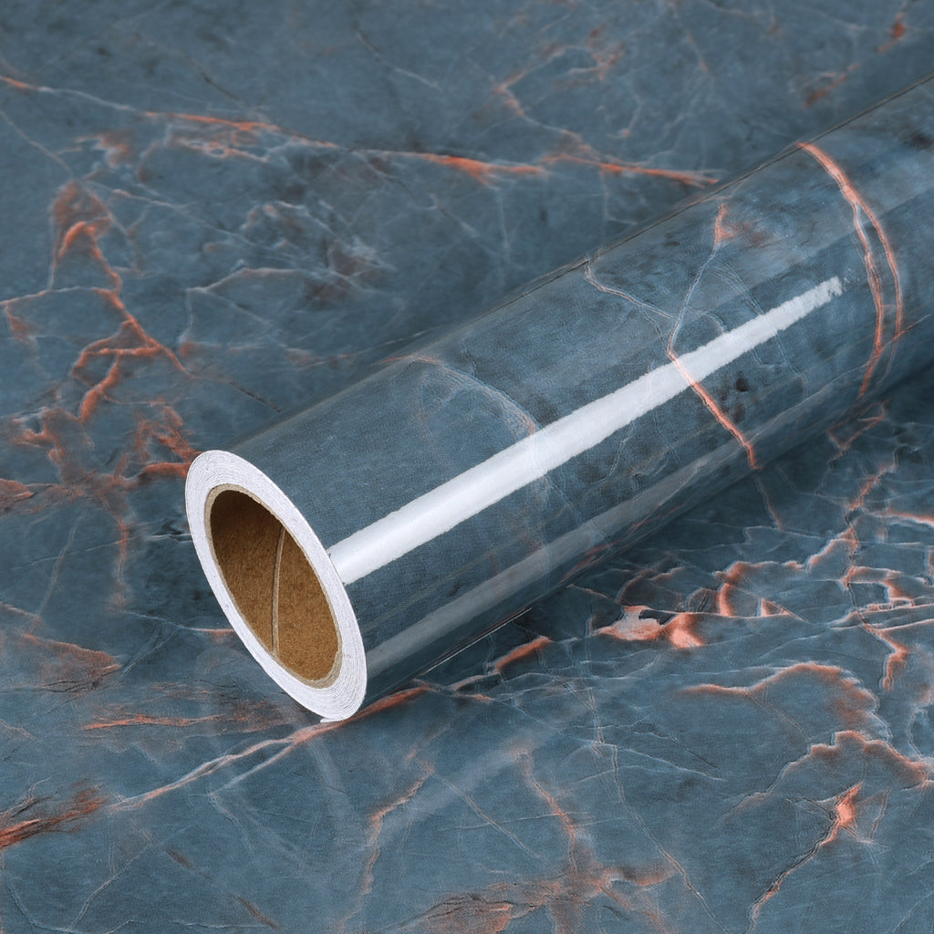VEELIKE Glossy Slate Blue Marble Contact Paper
