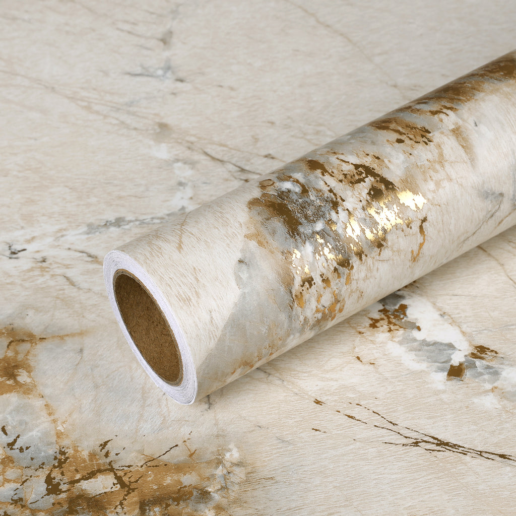VEELIKE Cream Gold Marble Contact Paper for Countertops