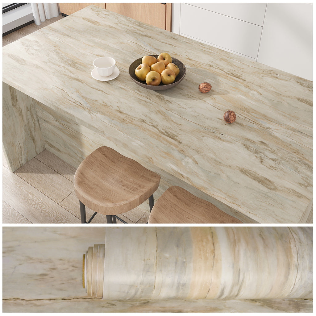 VEELIKE Slate Beige Marble Contact Paper