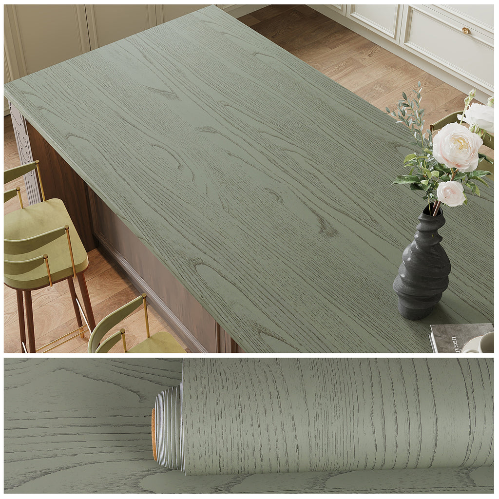 VEELIKE Green Wood Contact Paper Wood Wallpaper