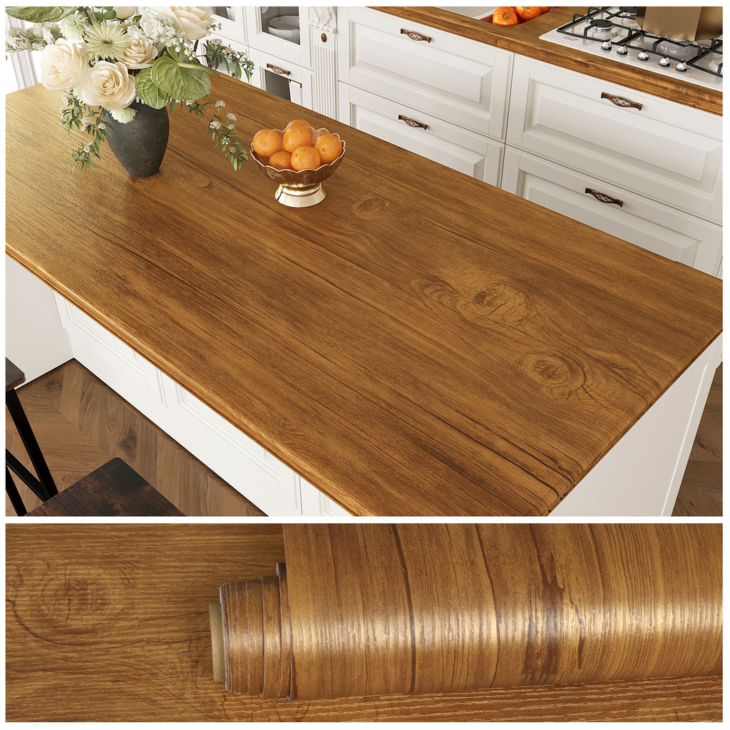 VEELIKE Honey Brown Oak Wood Contact Paper
