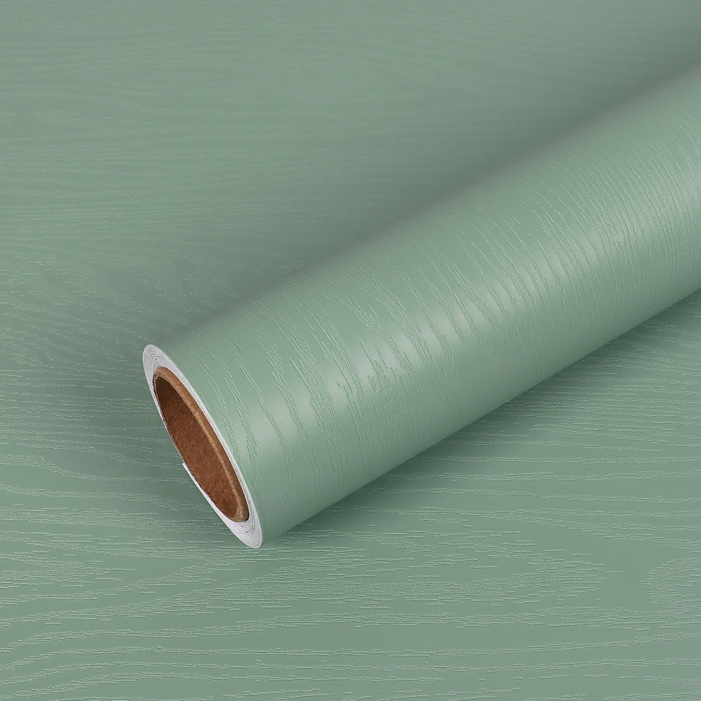 VEELIKE Smoky Green Wood Contact Paper