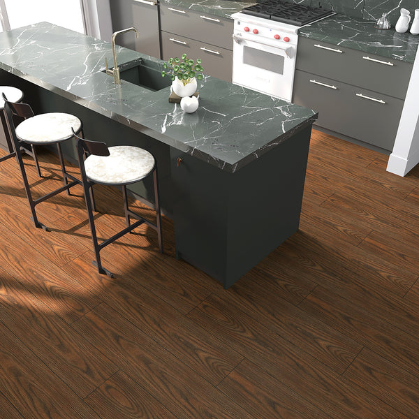 VEELIKE Brown Chestnut Wood Vinyl Plank Flooring 6''x36''