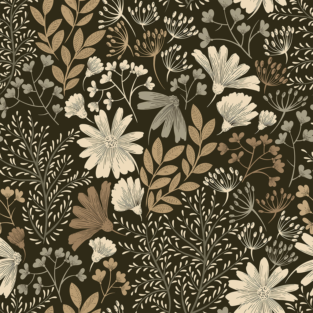 VEELIKE Boho Dark Floral Wallpaper