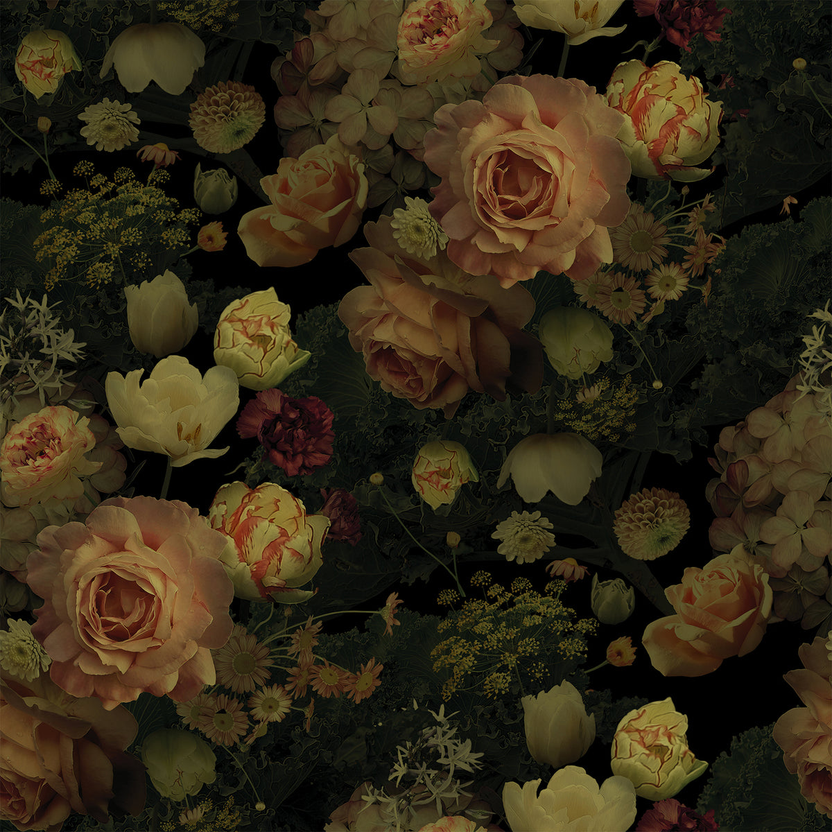 VEELIKE Muted Moody Dark Roses Wallpaper – Veelike