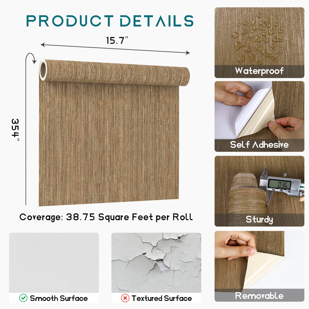 VEELIKE Lustre Gold Grasscloth Wallpaper Veelike