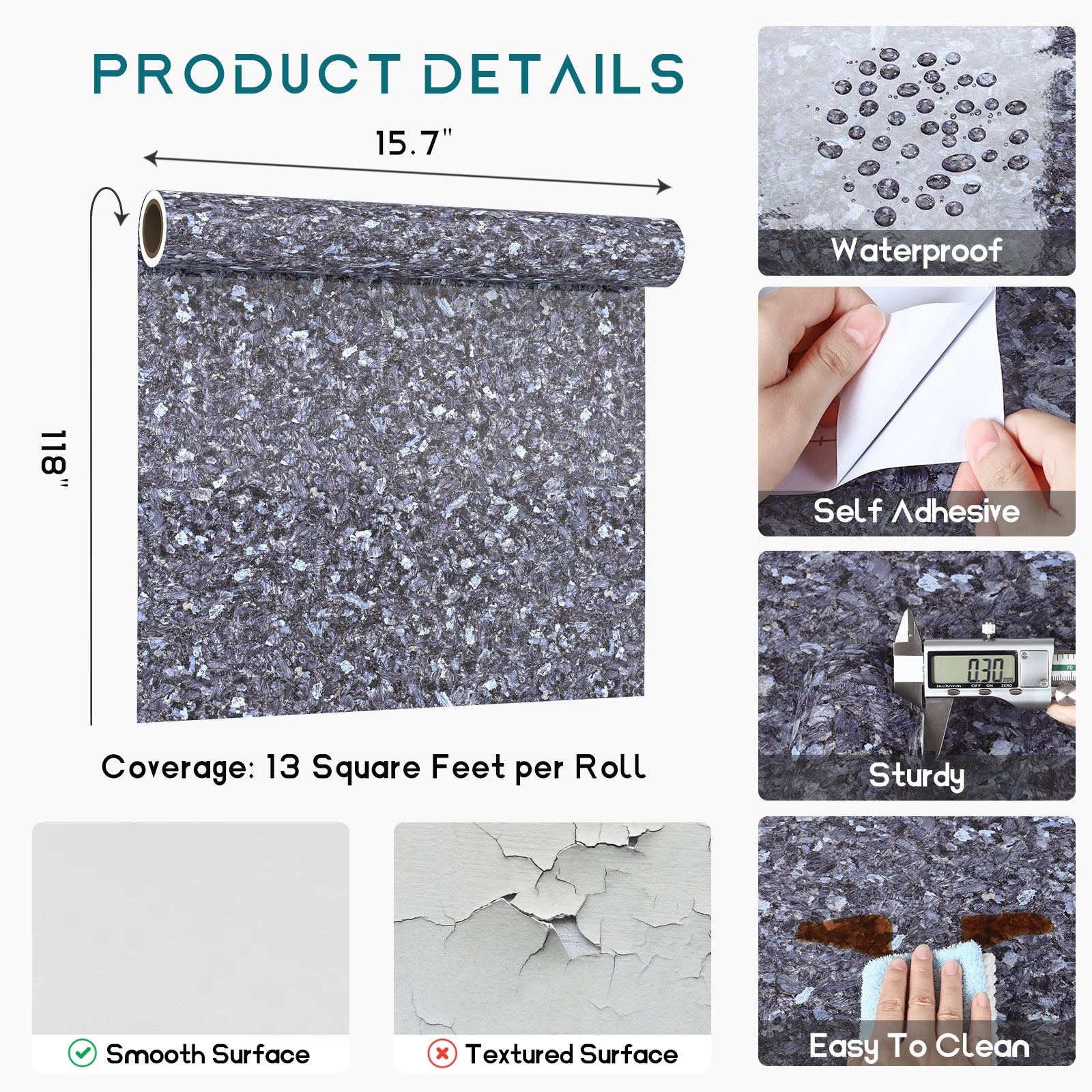 VEELIKE Blue Granite Countertop Contact Paper – Veelike