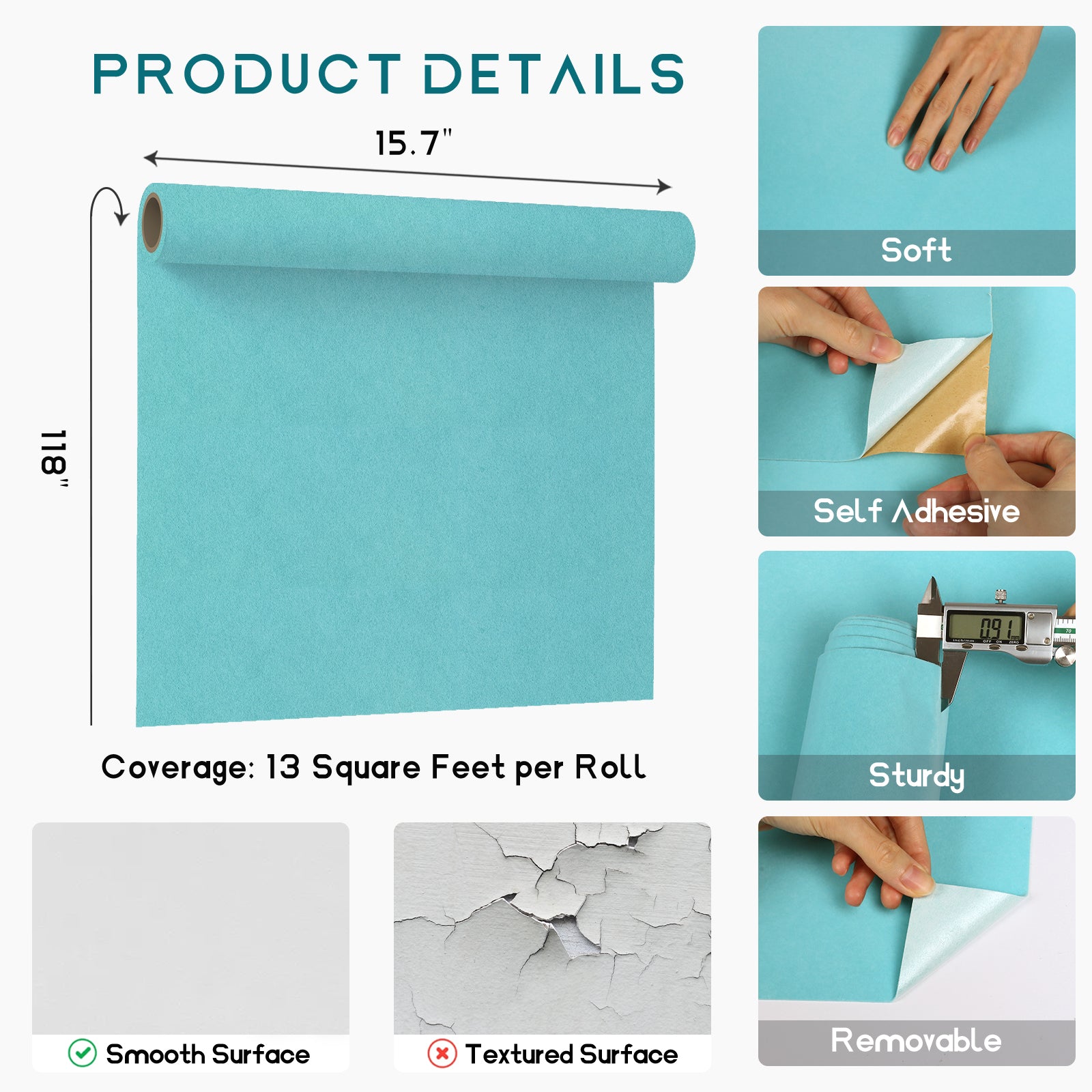 VEELIKE Self Adhesive Turquoise Blue Velvet Flock Contact Paper – Veelike