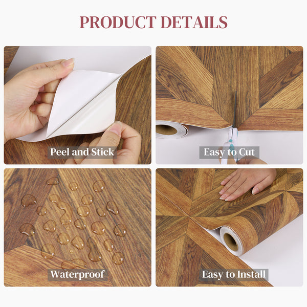 VEELIKE Retro Wood Grain Parquet Floor Tile