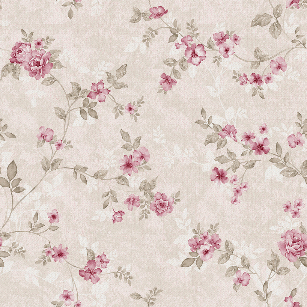 VEELIKE Vintage Cream Pink Flower Wallpaper