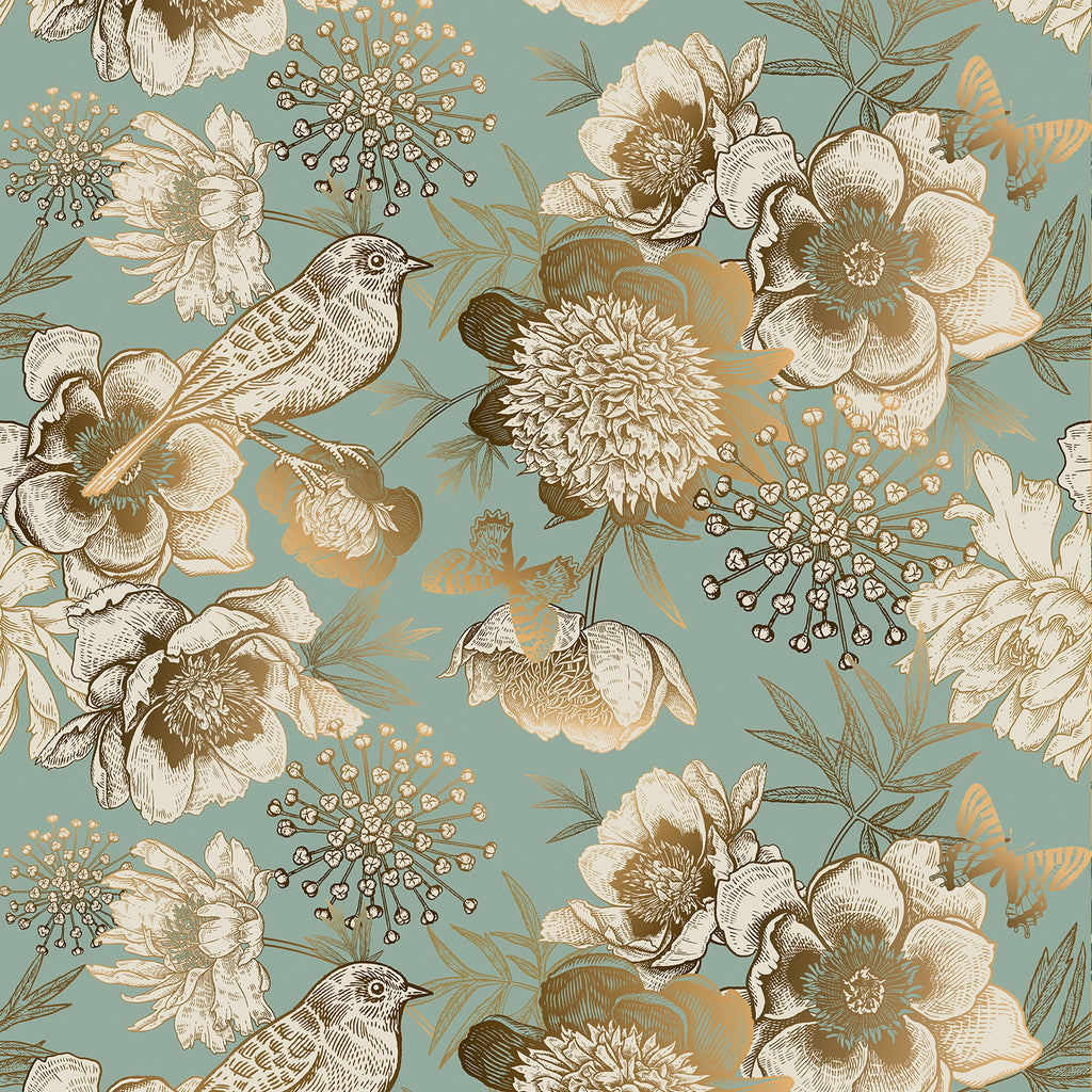 VEELIKE Luxury Gold Bird Wallpaper