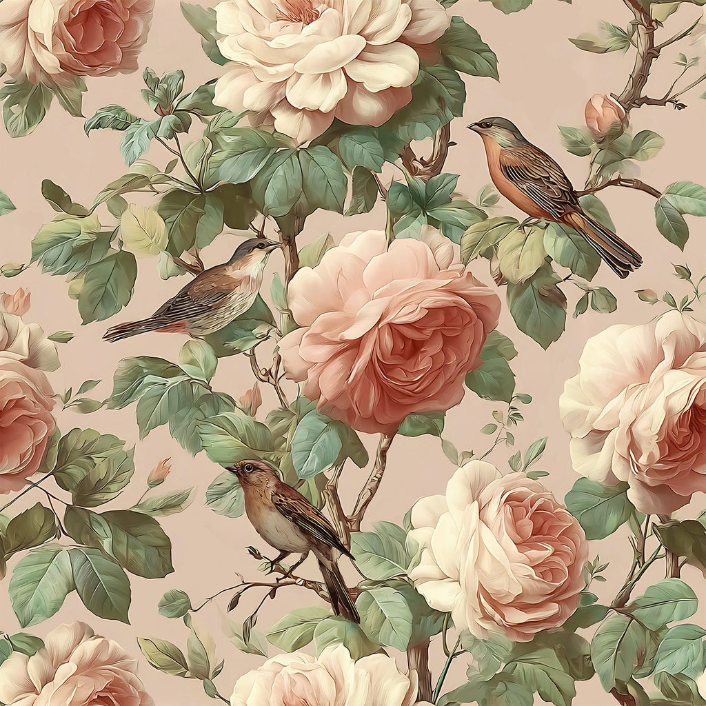 VEELIKE Pink Rose Floral Peel and Stick Wallpaper