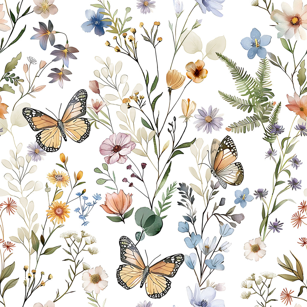 VEELIKE Vintage Wildflower & Butterfly Wallpaper
