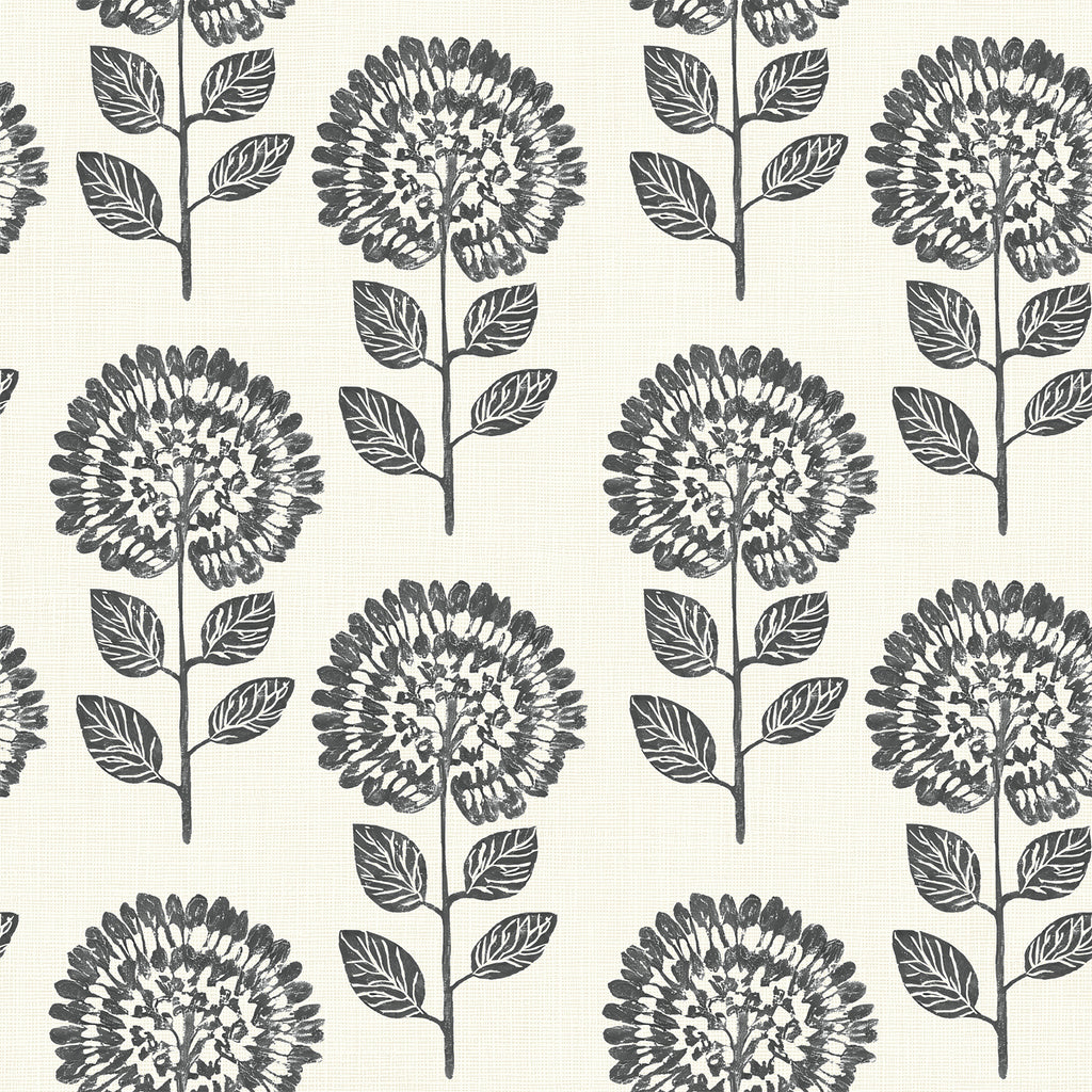 VEELIKE Vintage Charcoal Floral Peel and Stick Wallpaper