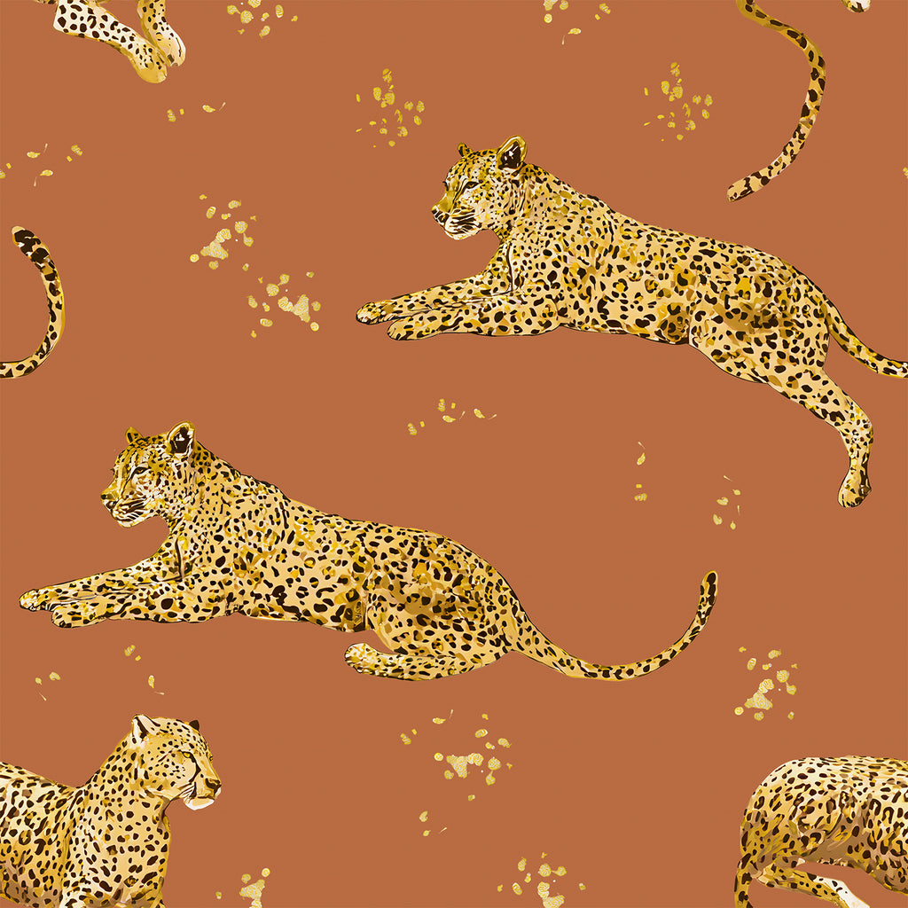 VEELIKE Terracotta Orange Leopard Peel and Stick Wallpaper