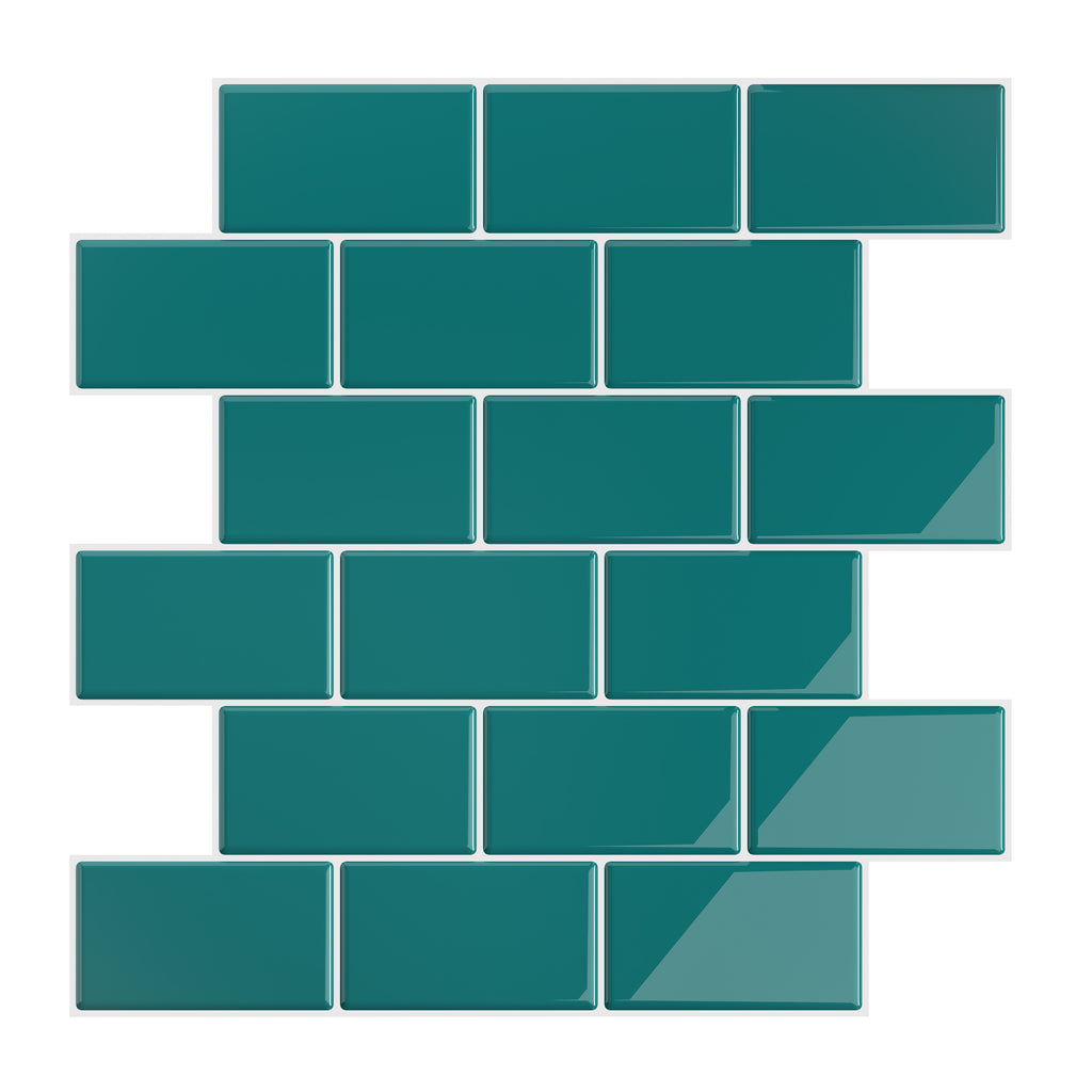 VEELIKE Deep Teal Subway Backsplash Tiles