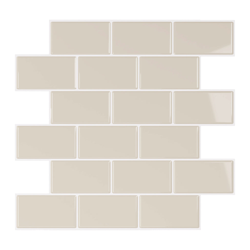 VEELIKE Pastel Beige Subway Backsplash Tiles