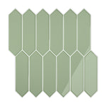 VEELIKE Sage Green Long Hexagon Peel and Stick Backsplash Tile