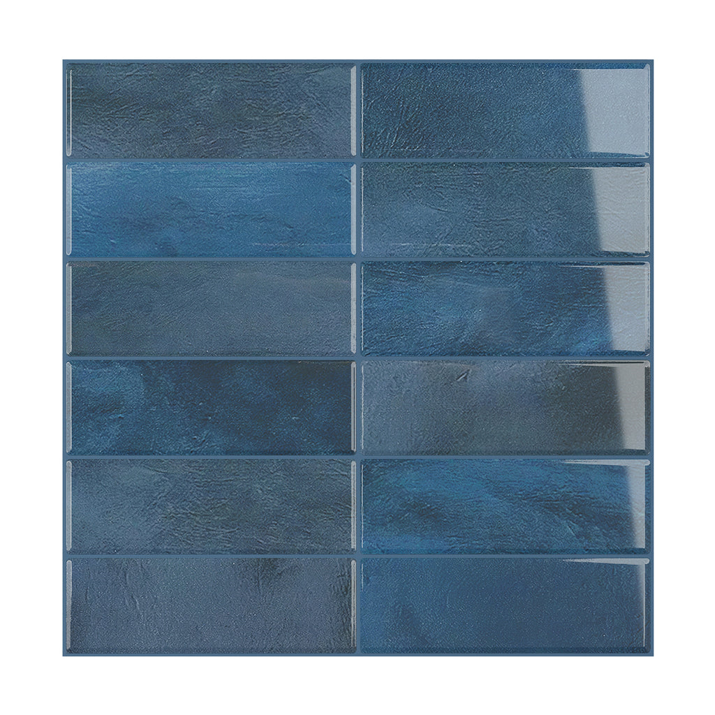 VEELIKE Cobalt Blue Straight Linear Backsplash Tiles