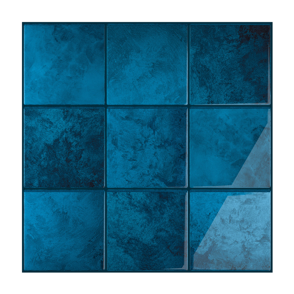 VEELIKE Deep Blue Square Peel and Stick Backsplash Tile