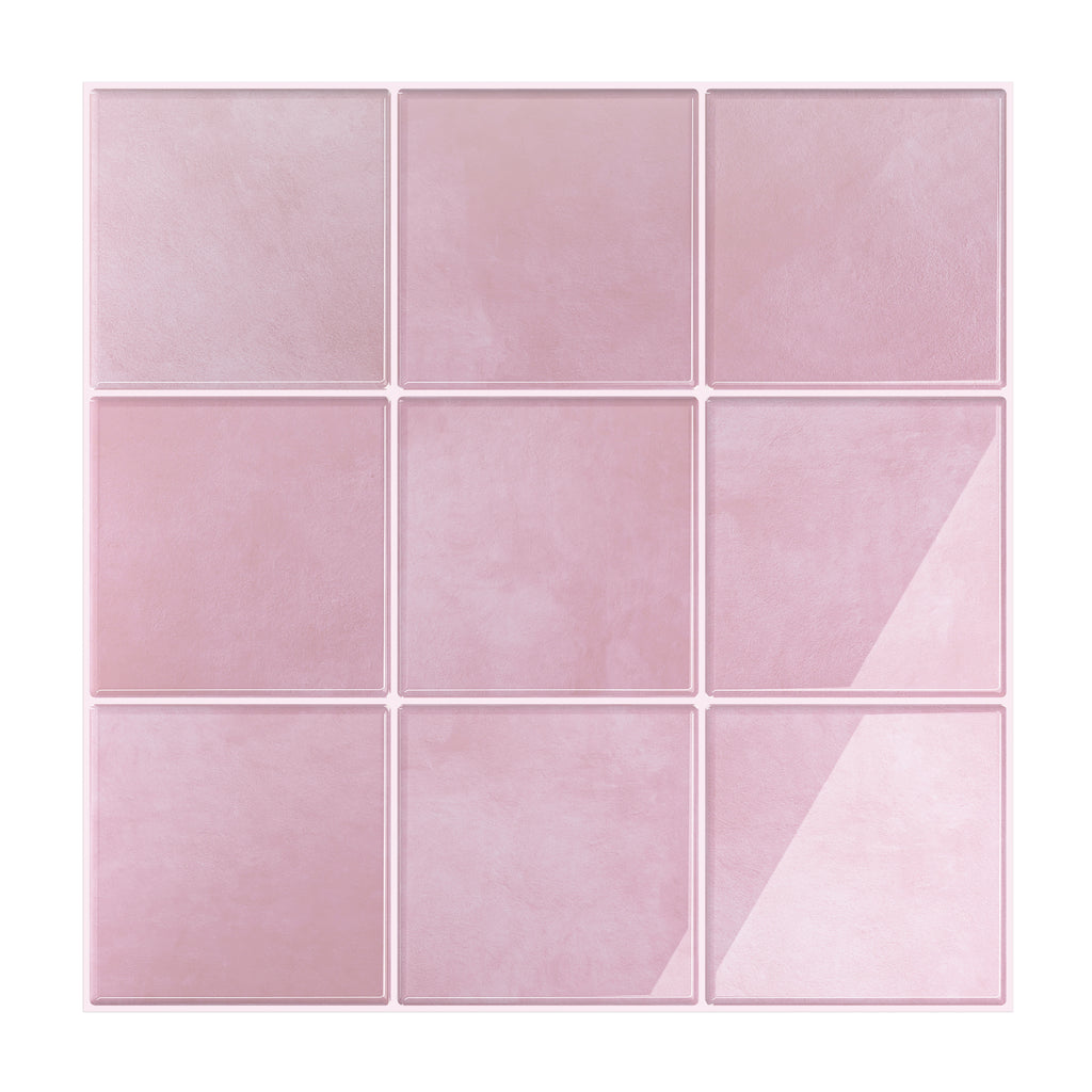 VEELIKE Pink Square Peel and Stick Backsplash Tile