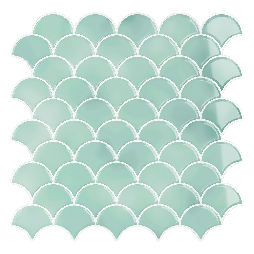 VEELIKE Green Mermaid Scale Backsplash Tile
